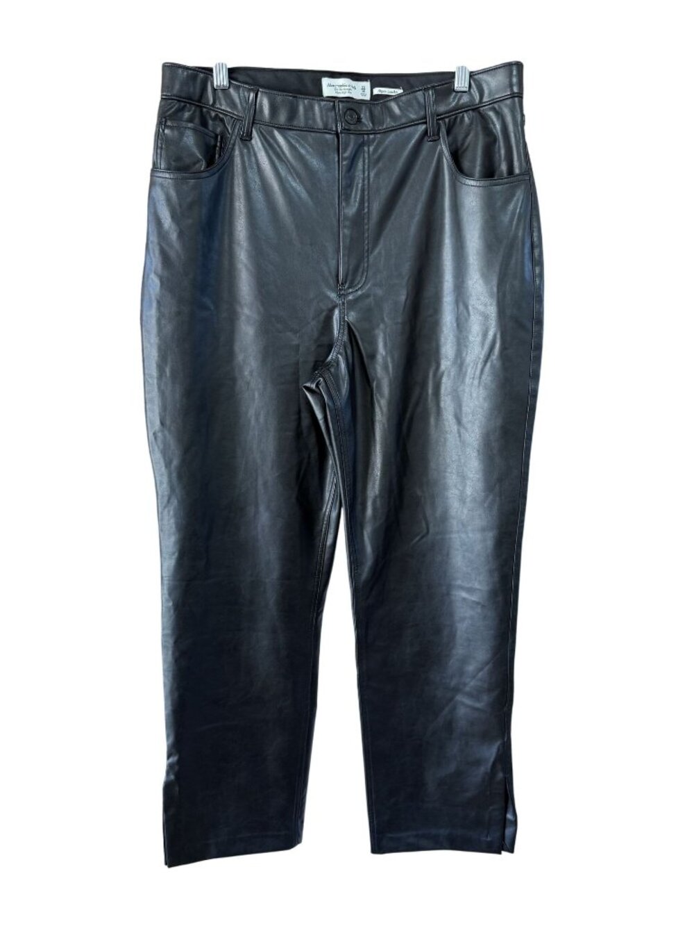 Abercrombie & Fitch 90s Straight Pant Vegan Leather Ultra High Rise Size 33/16